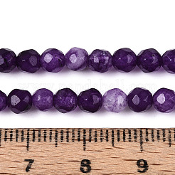 染め加工天然石ホワイトジェイドビーズ連売り  ラウンド  多面カット  インディゴ  4~4.5mm  穴：1mm  約86~96個/連  14.69~14.96''（37.3~38センチメートル）&nbsp;X-G-T139-4mm-60-13