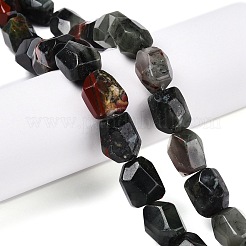 天然のアフリカブラッドストーンビーズ連売り  多面カット  ナゲット  16~17x12~13.5x10.5~13mm  穴：1.2mm  約13個/連  8.46~8.66インチ（21.5~22cm）&nbsp;G-N342-147