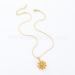 Vintage Stainless Steel Double Layered Daisy Flower Pendant Necklaces for Women&nbsp;VJ5225