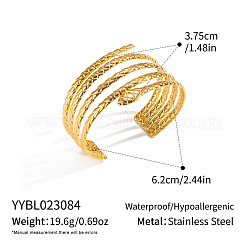 304ステンレススチール製ヴィンテージレイヤードスネークオープンカフバングル（女性用）  18KGP本金メッキ  内径：1.48インチ（3.75cm）&nbsp;JI6081