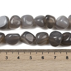 天然石グレーアゲートビーズ連売り  タンブルストーン  ナゲット  7~11x7~13mm  穴：0.8~1mm  約38個/連  15.35インチ（39cm）&nbsp;G-L630-F01-01J