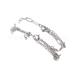 304 Stainless Steel Paperclip & Figaro Chain Bracelets for Women&nbsp;BJEW-JB12445-04