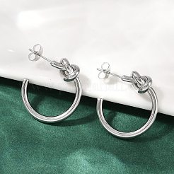 304ステンレススチールノットスタッドピアス  ステンレス鋼色  24.5x7.5mm&nbsp;EJEW-S272-04P