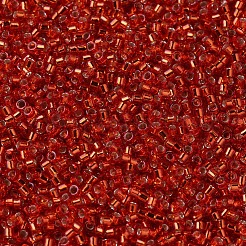 MIYUKIデリカビーズ小  シリンダー  日本製シードビーズ  15/0  （dbs0043)シルバーライニングレッド  1.1x1.3mm  穴：0.7mm  約175000個/袋  50 G /袋&nbsp;SEED-X0054-DBS0043