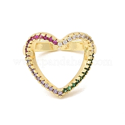 Brass Micro Pave Cubic Zirconia Open Cuff Rings&nbsp;RJEW-P186-04G