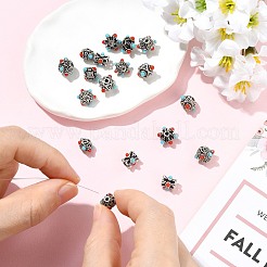 18個6スタイルチベットスタイルアロイビーズ  アクリルと  アンティークシルバー  7~11x7.5~11x7~9mm  穴：1~2mm  3個/スタイル&nbsp;FIND-CJ0005-74