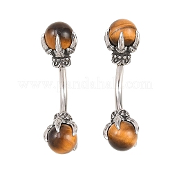 316 Stainless Steel Dragon Claw with Natural Stone Ball Curved Barbell Belly Rings&nbsp;AJEW-C044-06AS-01