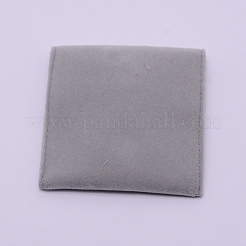 ベルベットのバッグ  鉄のスナップボタン付き  ジュエリーポーチバッグ  ギフトバッグ  濃いグレー  7.1x6.9cm&nbsp;TP-WH0005-02E