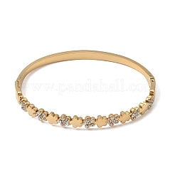 304 Stainless Steel Crystal Rhinestone Flower Hinged Cuff Bangles for Women&nbsp;SA-CBA61B8-12G