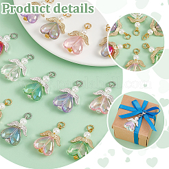 30Pcs 2 Colors Glass Pendants&nbsp;PALLOY-PH01718