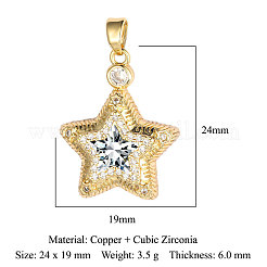 Brass Micro Pave Cubic Zirconia Pendants&nbsp;ZIRC-OY001-53G
