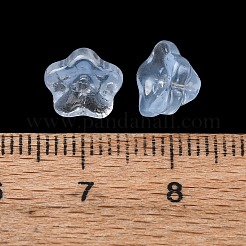 ベーキングペイント透明ガラスビーズ  ペチュニア  コーンフラワーブルー  9x9x6mm  穴：1.4mm&nbsp;GLAA-T025-81C-08