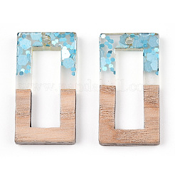 Transparent Resin & White Wood Pendants&nbsp;RESI-TAC0021-77