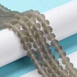 透明ガラスビーズ連売り  多面カット  艶消し  ロンデル  ライトグレー  2.9~3.3mm  穴：1mm  約135~140個/連  32~34cm&nbsp;LS-EGLA-A034-T2mm-MD16