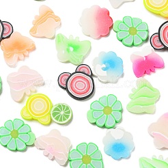 手作りの蓄光ポリマークレイカボション  ジュエリー工芸用品のDIY用  暗闇で光る  混合形状  ミックスカラー  6~11x5.5~10x1~1.5mm&nbsp;CLAY-C004-01