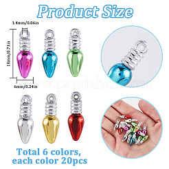 120個6色プラスチックペンダント  電球  ミックスカラー  18x6mm  穴：1.4mm  20個/カラー&nbsp;FIND-SC0010-90B