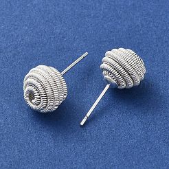 女性用ラックメッキ真鍮スタッドピアス  長持ちメッキ  銀  10mm&nbsp;EJEW-D112-02S