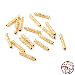 925純銀製のチューブビーズ  ファンシーカット  18KGP本金メッキ  10x1.8mm  穴：1mm  約90個/10g&nbsp;STER-D035-11G