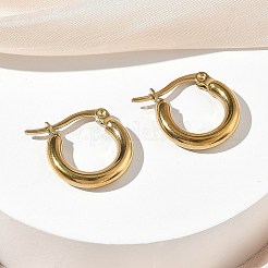 女性用304ステンレスフープピアス  イオンプレーティング（ip）  リング形状  ゴールドカラー  16x18x3mm&nbsp;EJEW-A159-01G