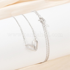 925 Sterling Silver Micro Pave Clear Cubic Zirconia Pendant Necklaces&nbsp;NJEW-D317-01P