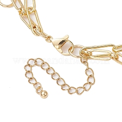 Brass Paperclip and Figaro Chains Anklets&nbsp;AJEW-AN00597