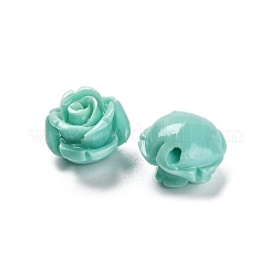 合成サンゴ刻まれたビーズ  染め  花  ターコイズ  11.5x11.5x8.5mm  穴：1.2mm&nbsp;CORA-H003-01A-02