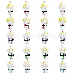 ポップコーン樹脂ペンダント30個  ミックスカラー  37.5~39x22mm  穴：2mm&nbsp;RESI-SC0006-80