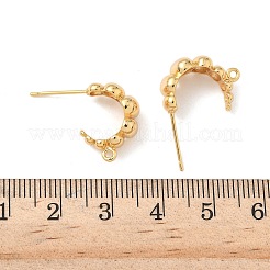 真鍮製スタッドピアスパーツ  ニッケルフリー  C字型で楕円形  カン付き  18KGP本金メッキ  16.5x7.5mm  穴：1.2mm  ピン：0.7mm&nbsp;X-KK-C099-15G