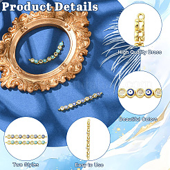 2Pcs 2 Colors Brass Pave Clear Cubic Zirconia Enamel Evil Eye Connector Charms&nbsp;KK-CJ0014-18