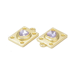 ラックメッキ合金ガラスペンダント  ゴールドカラー  ハートのチャームが付いた長方形  ミックスカラー  19.5x12.5x5mm  穴：1.8mm&nbsp;PALLOY-P291-06G