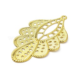 ラックメッキ鉄フィリグリービッグペンダント  花のチャーム  ゴールドカラー  78x43x0.6mm  穴：2.4mm&nbsp;X-IFIN-Q134-02G