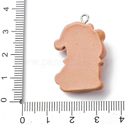 クリスマスの不透明な樹脂ペンダント  プラチナ鉄ループ付き  犬  32x22x9mm  穴：2mm&nbsp;RESI-A049-05F
