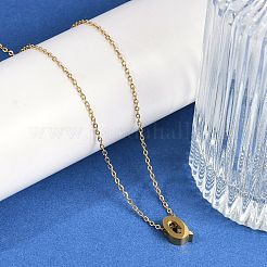 イオンプレーティング(IP) 304 ステンレススチールペンダントネックレス  18KGP本金メッキ  文字L  文字Q  15.94インチ(40.5cm)～16.14インチ(41cm)+54mmエクステンダー  文字：11x7x4mm。&nbsp;NJEW-R050-01G-17