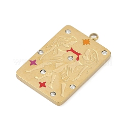 304 Stainless Steel Rhinestones Pendants&nbsp;STAS-D306-01G-C