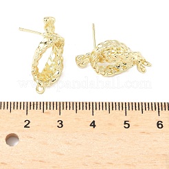 真鍮製スタッドピアスパーツ  結び目  14KGP本金メッキ  24x12mm  穴：1.6mm  ピン：1mm&nbsp;KK-Z106-03G-02