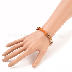 ラウンドナチュラル＆合成ジェムストーンビーズストレッチブレスレット  2-1/2インチ（6.5cm）  ビーズ：8~8.5mm&nbsp;BJEW-JB05595