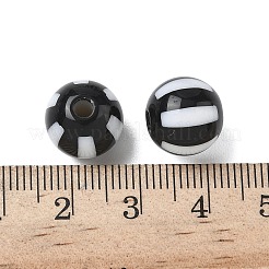 不透明なアクリルビーズ  ストライプラウンド  ブラック  11.5mm  穴：3mm  555個/ 500g&nbsp;OACR-D314-07C