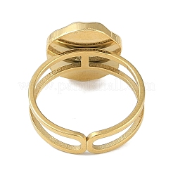Ion Plating(IP) 304 Stainless Steel Enamel Flat Round with Moon Finger Rings&nbsp;RJEW-L107-065G-01