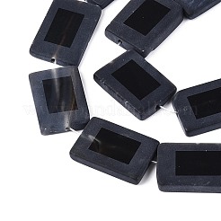 染色・加熱された天然黒瑪瑙ビーズ連売り  長方形  艶消し  30~37x20~26x4~9mm  穴：1~1.6mm  約11個/連  13.39~15.51''（34~39.4センチメートル）&nbsp;G-T144-25B-02