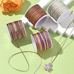 4 Rolls 4 Colors Segment Dyed Nylon Braided Cord with Gold Thread&nbsp;WCOR-SC0001-02B