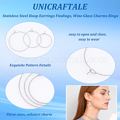 90Pcs 3 Size 316 Surgical Stainless Steel Hoop Earrings Findings&nbsp;STAS-UN0039-41
