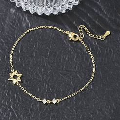 Brass Micro Pave Clear Cubic Zirconia Link Bracelets&nbsp;BJEW-E114-01A-G