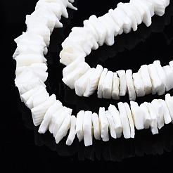 天然ホワイトシェルビーズ連売り  チップ  漂白  6~12x4~8x1.5~3.5mm  穴：0.5mm  約80~90個/連  7.48インチ（19cm）&nbsp;X-SSHEL-S266-029