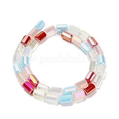 電気メッキガラスビーズ連売り  コラム  多面カット  ファイヤーブリック  9x5mm  穴：1.2mm  約40~42個/連  37~39cm&nbsp;EGLA-P067-01A-05