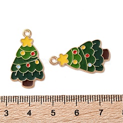 合金エナメルチャーム  クリスマステーマ  ライトゴールド  クリスマスツリー  27x15x1.2mm  穴：1.8mm&nbsp;ENAM-I061-01KCG-01