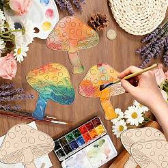 絵画芸術のための未完成の空白の木製ペンダント  焼き絵  室内装飾  麻ロープ付き  キノコ  180x161.7x2.5mm  穴：3mm&nbsp;HJEW-WH20028-007