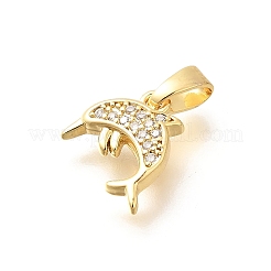 Brass Micro Pave Clear Cubic Zirconia Charms&nbsp;KK-Q040-03G-G