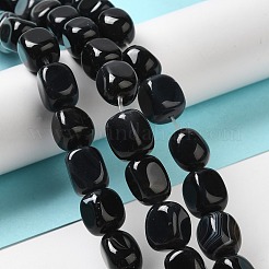 天然石黒瑪瑙ビーズ連売り  染め＆加熱  キューブ  ブラック  11~12x8~9.5x8~9.5mm  穴：1.2mm  約16個/連  7.48~7.72''（19~19.6センチメートル）&nbsp;G-H295-A01-04