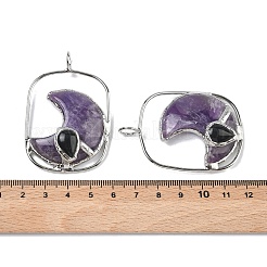 Natural Amethyst & Obsidian Big Pendants&nbsp;G-Z142-01P-B02
