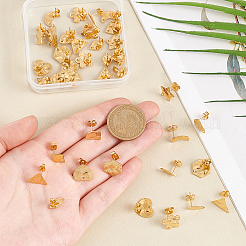 304ステンレススチールスタッドピアス金具  ゴールドカラー  12~13.5x5~13.5mm  穴：1.4mm  ピン：10.5x0.5mm  4個/スタイル&nbsp;STAS-AN0001-05G